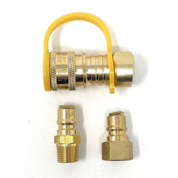 3/8" Natural Gas Quick Connect Fitting LP Gas Propane Hose Quick Disconnect Kit,