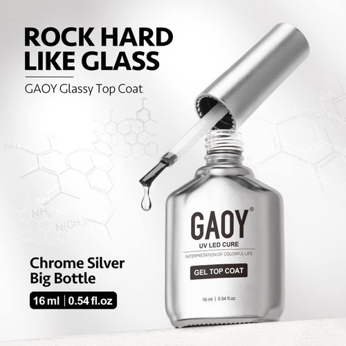GAOY Gel Top Coat and Base Coat Set, 16ml 2 Pcs Glassy Top Coat and No Wipe Foundation Combination for UV Light Cure Gel Nail Polish