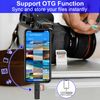 USB C Lightning SD Card Reader for iPhone 15 iPad Mac - 2 in 1 Micro SD/SD Card Adapter(Read Two Cards simultaneously), Portable Digital Camera Adapter Memory Card Reader, Plug and Play