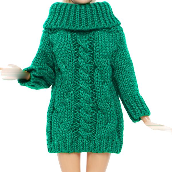 BJDBUS Winter Turtleneck Sweater Clothes for 11.5 inch Girl Doll Accessories (Dark Green)