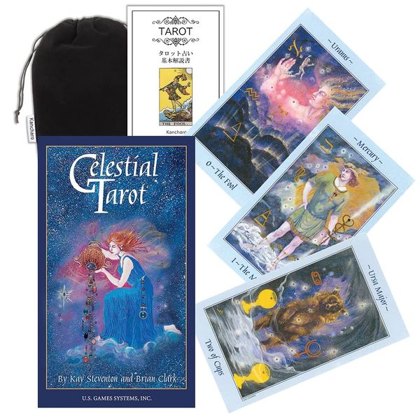 Kancharo Tarot Cards, 78 Cards, Tarot Divination [Celestial Tarot] Japanese Tarot Card Basic Instruction Manual & Pouch Included