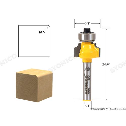 YONICO 13161q 1/8-Inch Radius Round Over Edge Forming Router Bit 1/4-Inch Shank