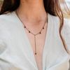 Black Tourmaline Boho Y Necklace in Bronze