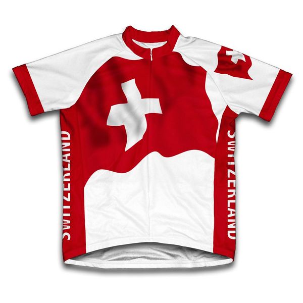 ScudoPro Switzerland Flag Short Sleeve Cycling Jersey for Men - Size XL