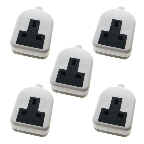 Ex-Pro 1 Gang High Impact Trailing Extension Socket, without Plug and Cable, 13A, White - 5 Pack