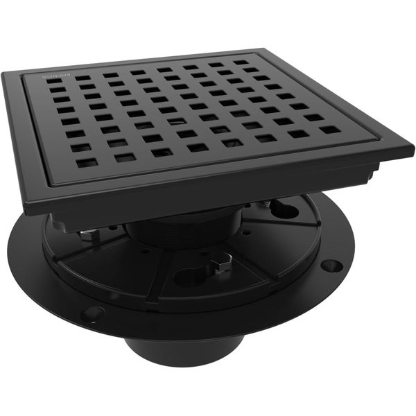 6 Inch Square Shower Floor Drain with Flange,Quadrato Pattern Grate Removable...