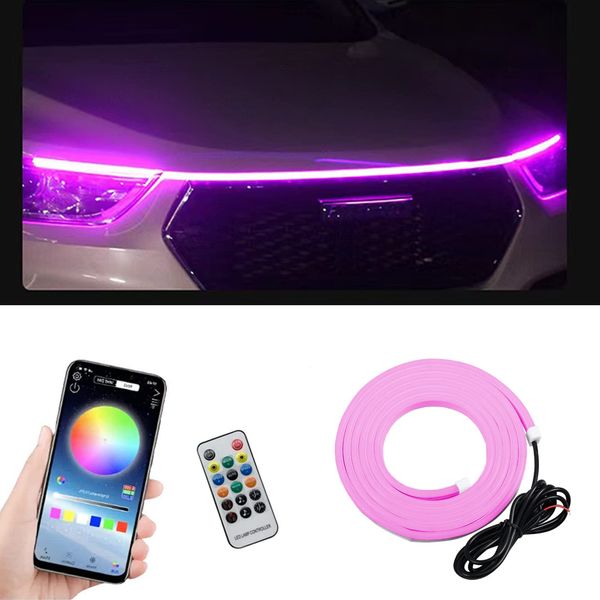 Sodcay Pack-1 Car Hood LED Strip Lights, 59In Long 12V Led Vibe Light, Waterproof Safe Light Guide Strip with Tape, Universal for Car Truck SUV Interior & Exterior Vibe Light (Pink)