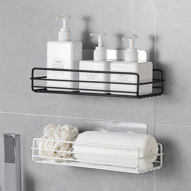 Black / White Bathroom Shelf Shampoo Holder Kitchen Storage Rack