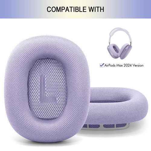 Ear Cushions for AirPods Max 2024 Headphones, Mesh Fabric Ear Pads Replacement with Strong Magnet for Apple 2.0 Over-Ear Headset Upgraded Ear Cups (Purple)