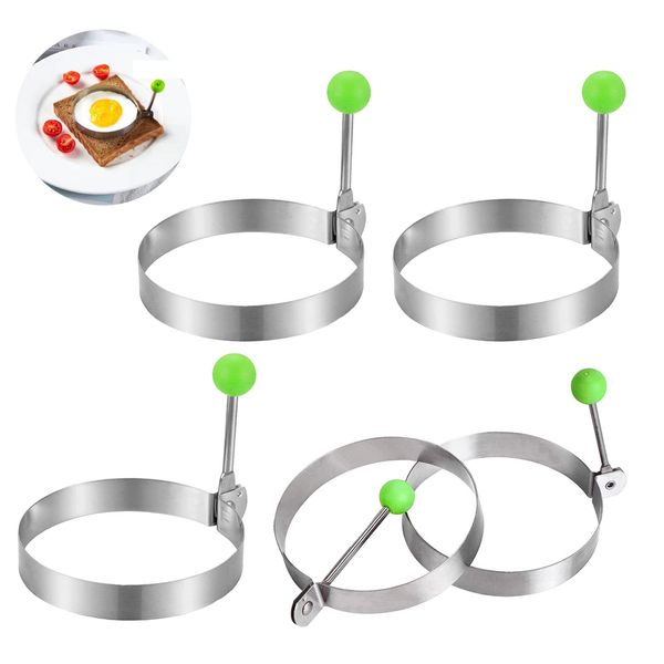 5 Pieces Egg Ring Non Stick, Stainless Steel The Diameter 3.9 in Round Egg Cooking Rings, Frying Pancake Mcmuffins Griddle