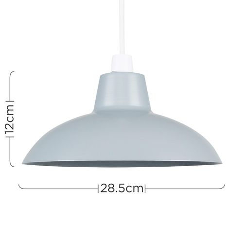 MiniSun Pair of Retro Style Gloss Grey Metal Easy Fit Ceiling Pendant Light Shades - Complete with 10w LED GLS Bulbs [3000K Warm White]