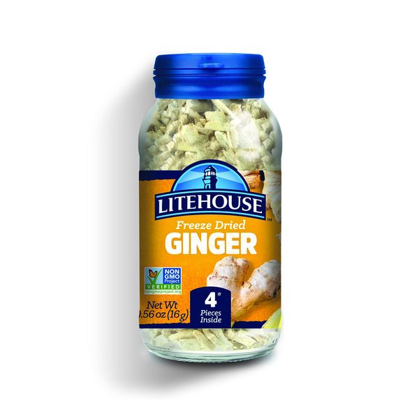 Litehouse Freeze Dried Ginger - Substitute for Fresh Ginger, Frozen Ginger, Equal to 4 Ginger Fresh Bunches, Organic Dried Ginger Root Seasoning, Dried Ginger for Tea, Non-GMO, Gluten-Free - 0.56 Oz