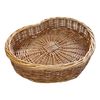 Arthur Cameron Heart Shape Wicker Storage Basket Footstool Shelf Tray (Natural, Medium)