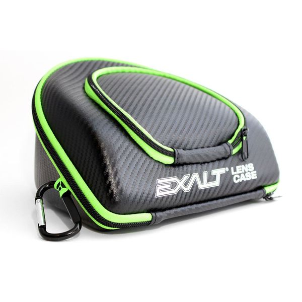 Exalt Paintball Lens Case - Univeral Paintball Spare Lense Protective Case - Carbon Case Series (Black Carbon/Lime Microfiber, V3)