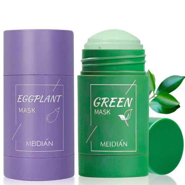 2 Stück Grüner Tee Purifying Clay Stick Mask Ölkontrolle Gesichtsmaske Stick Deep Cleansing Anti-Akne-Maske Fine Solid Mask Green Tea Mitesserentferner Gesichtsmaske Poren schrump fenaller Hauttypen