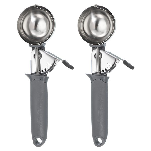 uxcell 2pcs Cookie Scoops, Ice Cream Scoop with Trigger for Baking Cookie Dough Rice Pudding Kitchen Gadget, Grey