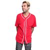 Men's Classic Baseball Jersey Shirt Button Down BJ42 - Red - Small - KK6B