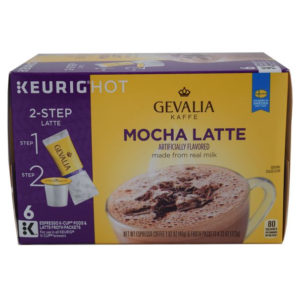 Gevalia, 2-Step K-Cup & Froth Packets, 6 Count, 5.6oz Box (Pack of 3) (Mocha Latte)