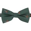 King & Priory Dark Green Herringbone Embroidered Pheasant Bow Tie