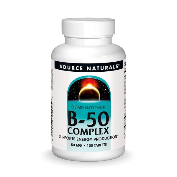 Source Naturals B-50 Complex 50 mg B-Vitamins For Energy Production Support - 100 Tablets