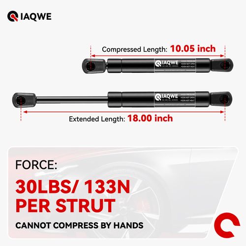 IAQWE 18 Inch 30Lb/133N Gas Struts Leer are Snugtop Camper Shell Spring Shock Pickup Truck Topper Lift Support for Rear Window Truck Cap Canopy Door Boat Hatch Toolbox Lid SE180P30S10-W, 2 Pcs