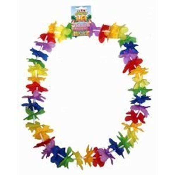 50 x Hawaiian Lei Garlands, Rainbow Coloured Hula Luau Leis. by H&B