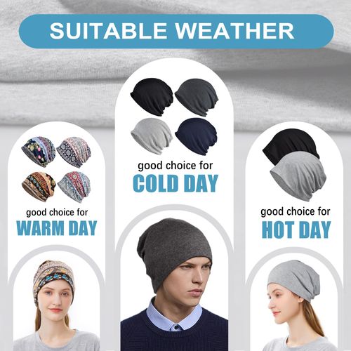 ELLEWIN Cotton Slouchy Beanie Hats Chemo Cap for Men Women Soft Lightweight Running Adult Beanie Hats