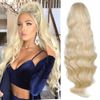 YEESHEDO Blonde Long Wavy Ponytail Hair Extension for Women Drawstring Ponytail Hair Extensions Clip in Curly Synthetic Hairpiece 24" (color: 613#)