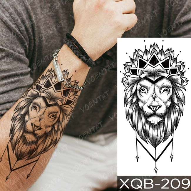 Cross Lion Waterproof Temporary Tattoo Sticker Fake Body Art Arm