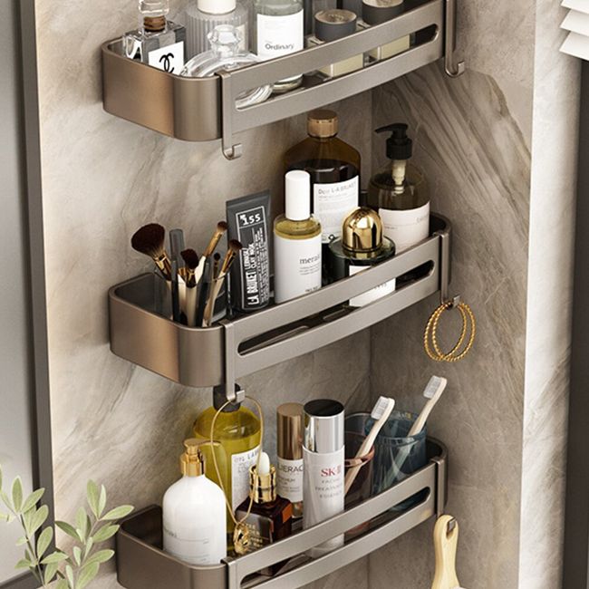 1pc Bathroom Countertop Organizer Wall-mounted Shelf, No Drilling Required,  Cosmetic Storage Stand For Washroom