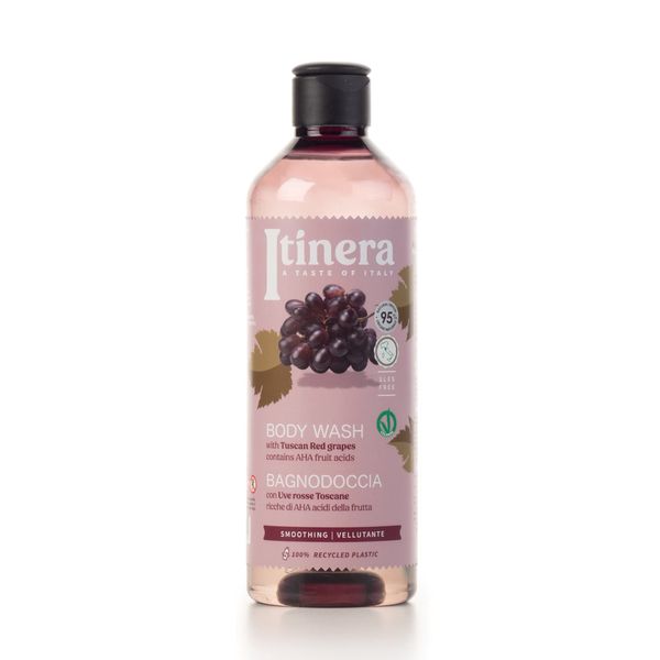 Itinera Smoothing Body Wash with Tuscan Red Grapes (12.51 fl oz) - with Aloe vera and Glycerine - Vegan Friendly - 95% Natural Origin Ingredients