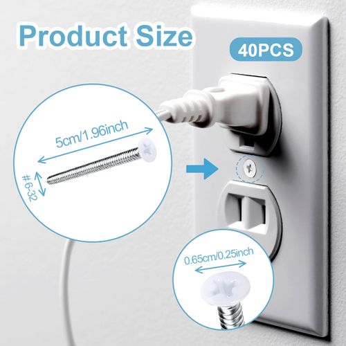40pcs Extra Long Outlet Screws 6-32 x 2 Inch White Electrical Device Mounting Screws Stainless Machine Screws for Fix Wonky and Sunken Outlets