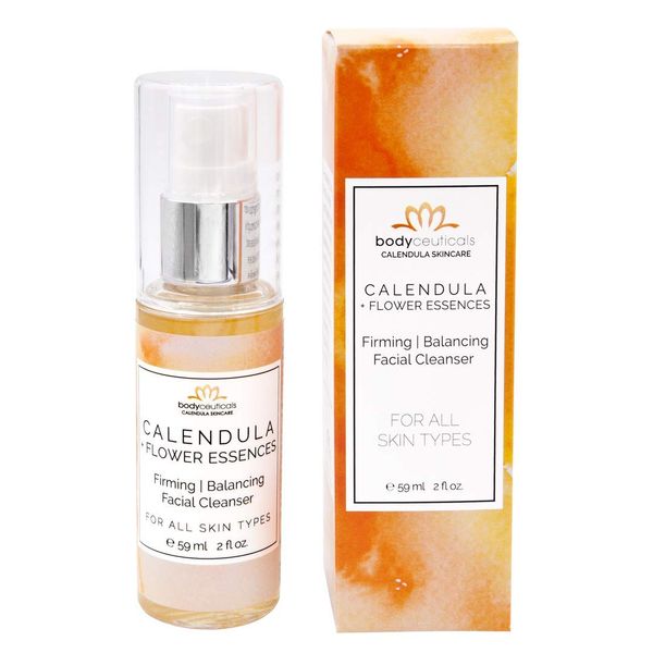 Bodyceuticals Calendula + Flower Essence Firming + Balancing Facial Cleanser - Seaweed, Geranium + Lavender - Repair + Rejuvenate For All Skin Types - Non-GMO, Vegan, Wheat-Gluten-& Soy-Free - 2oz