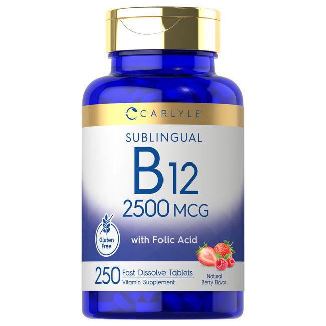 Vitamin B12 Sublingual 2500 mcg | 250 Fast Dissolve Tablets | by Carlyle