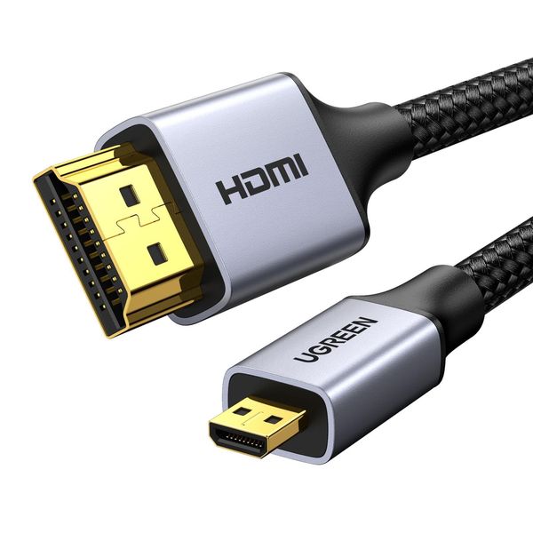 UGREEN Micro HDMI Cable, HDMI Micro HDMI Converter, Two-Way Transmission, Heavy Duty 4K 60Hz, 3D, HDR, ARC, High Speed 18Gbps for TV Camera, GoPro Hero 7, 6, 5, Raspberry Pi 4, Sony Nikon Yoga 3 Pro,