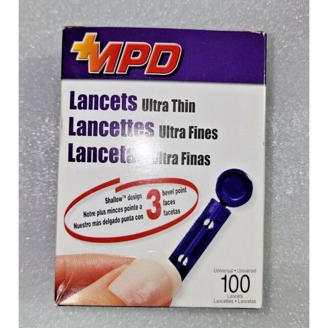 Medical Plastic Devices Universal Lancets Ultra Thin 100ct NEW OPEN BOX Exp:2025