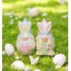Ceramic Easter Bunny Gnome Holding Egg Salt and Pepper Shakers, Easter Decor, Sp