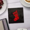 Shopagift Personalised Christmas Pattern Any Name Red Xmas Stocking Coaster - 9cm x 9cm