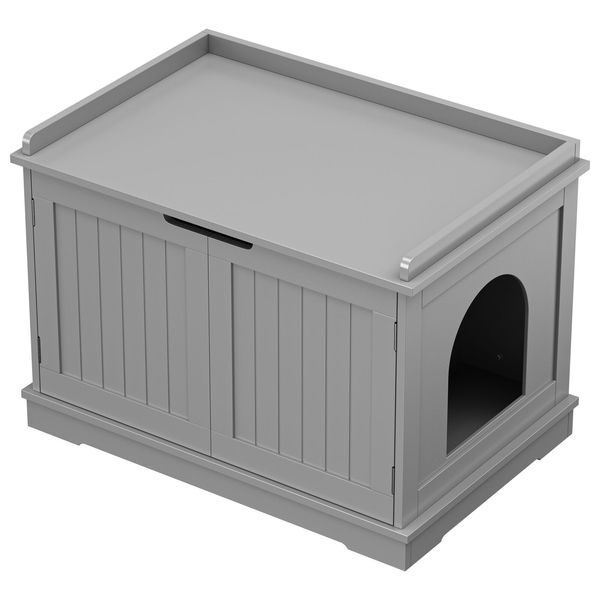 Litter Box Cat Litter Furniture Hidden Litter Storage Bench Pet Crate House Gray