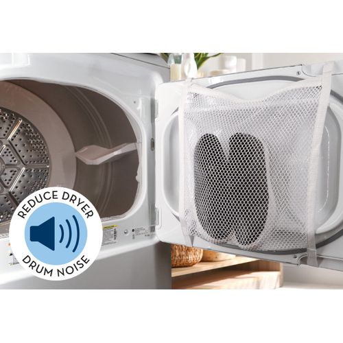 S&T INC. Sneaker Dryer Bag, Dryer Door Shoe Net with Elastic Straps, Sneaker Laundry Bag for Shoes, White, 15.5 Inch x 15.5 Inch, 1 Pack