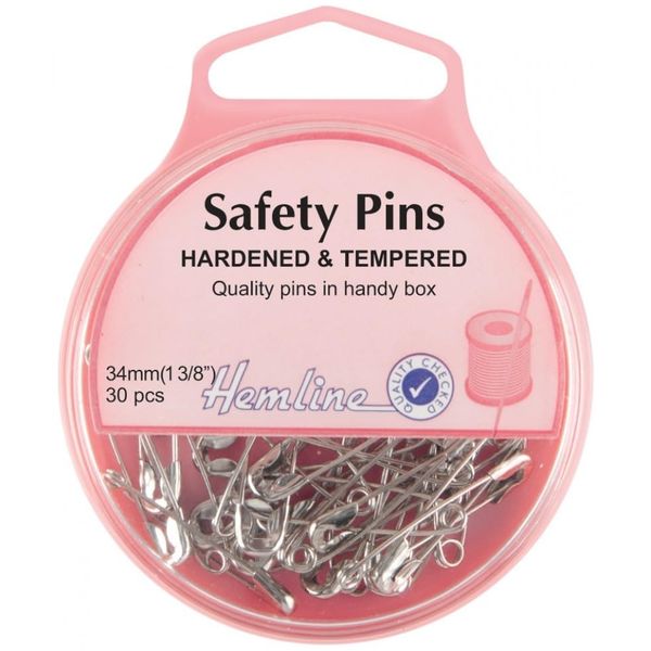 Hemline Nickel Safety Pins Classic Style