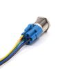 Aoling Momentary Push Button Switch with Blue LED Pilot Lamp 19mm Small Waterproof Car Push Button Switch 12V-24V Plated Silver with Connector Socket Durable On Off Control