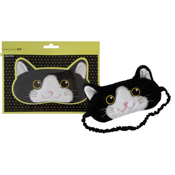 Cat Plush Comfortable Sleep Eye Mask (Black & White Cat)