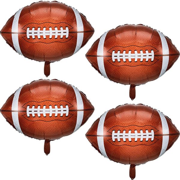 Football Balloons Football Party Balloons Football Shaped Aluminum Foil Balloons for Sport Themed Football Themed Birthday Party Decor, 26 Inch(4 Pieces)