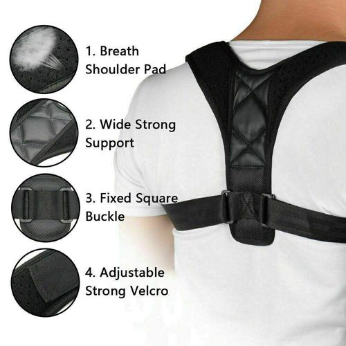 Corrector Straightener Posture Corrector,upper Shoulder Back Support Brace Belts,slouch Corrector Adjustable Shoulder Posture For Women Man Black