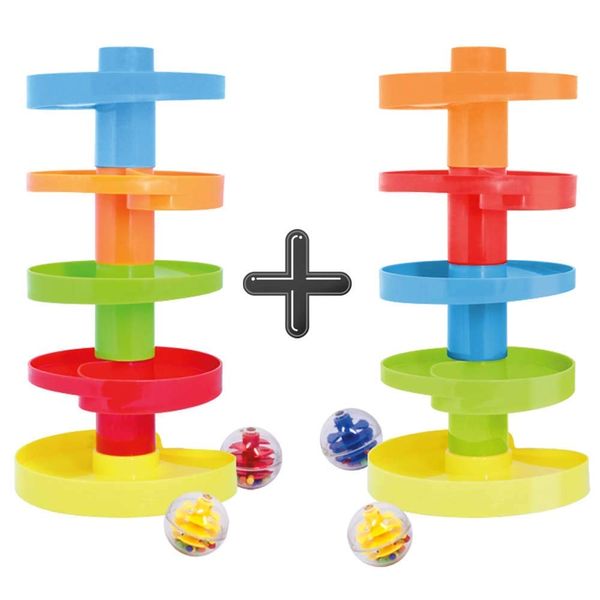 WEofferwhatYOUwant Educational Ball Drop Toy for Kids - Spinning Swirl Ball Ramp 2 Sets Activity Toy for Toddlers and Babies Safe for 9 Months and up.