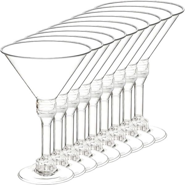 Luxshiny 20 Pcs Martini Cups Transparent Cocktail Cups Clear Wine Cups Champagne Coupe Plastic Cups Margarita Whiskey Tequila Bar Drinking Cups