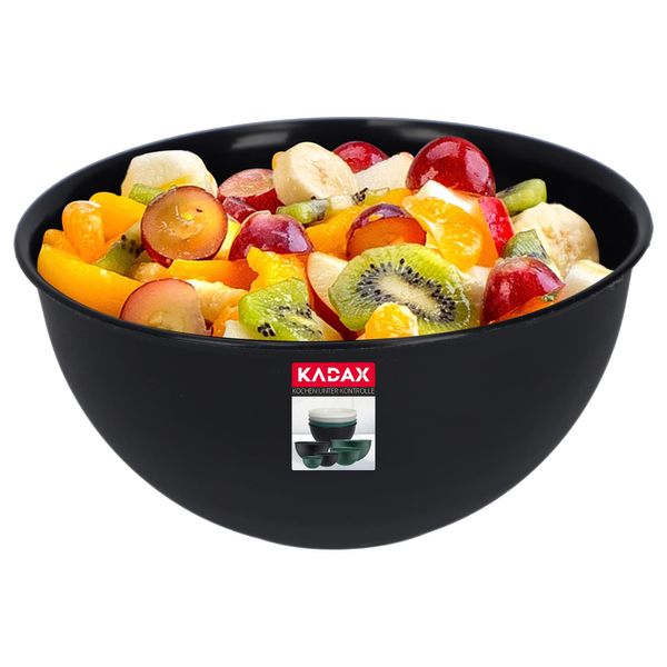 KADAX Plastic Bowl, Lightweight Mixing Bowl for Whisking, Round Serving Bowl for Salad, Snacks, Fruits, Stackable Kitchen Bowl (1L, Anthracite)