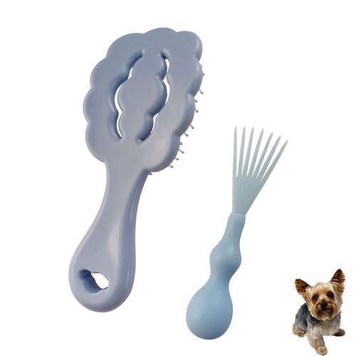 MAEELOU Cloud-Shaped Soft Bristle Puppy Brush for Small Dogs - Yorkie, Shih Tzu, Maltese, and Toy Poodles Grooming Tool with Detachable Lint Comb and Gift Box （Blue）