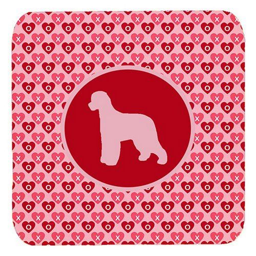 Caroline's Treasures Irish Water Spaniel Valentine Hearts Foam Coasters (Set of 4), 3.5" H x 3.5" W, Multicolor
